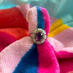 Opal and amethyst silver ring